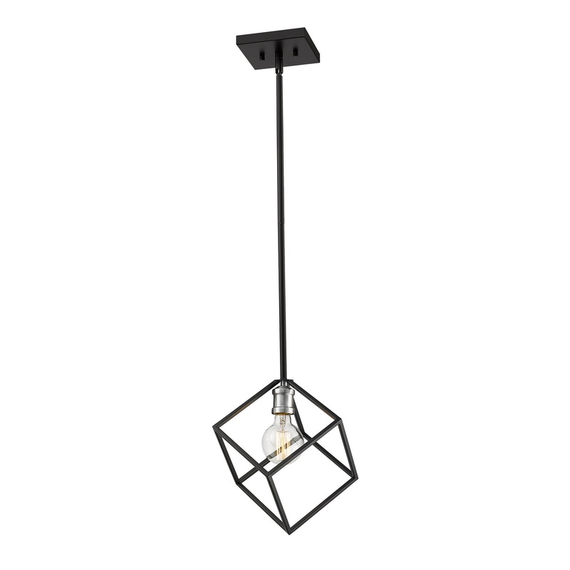 Z-Lite 478P11-MB-BN Vertical One Light Pendant, Matte Black / Brushed Nickel