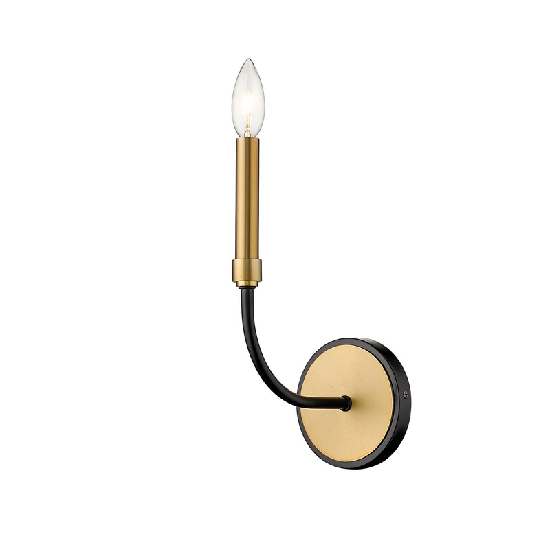 Z-Lite 479-1S-MB-OBR Haylie One Light Wall Sconce, Matte Black / Olde Brass