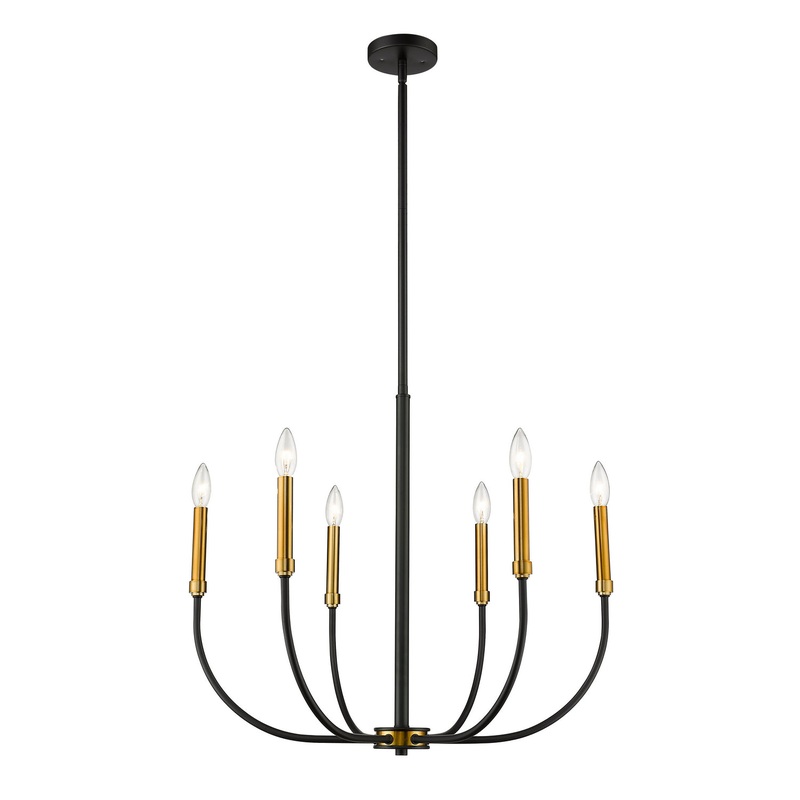 Z-Lite 479-6MB-OBR Haylie Six Light Chandelier, Matte Black / Olde Brass