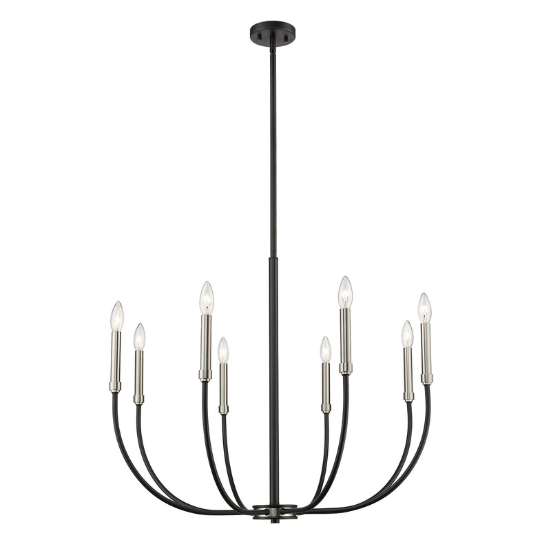 Z-Lite 479-8MB-BN Haylie Eight Light Chandelier, Matte Black / Brushed Nickel