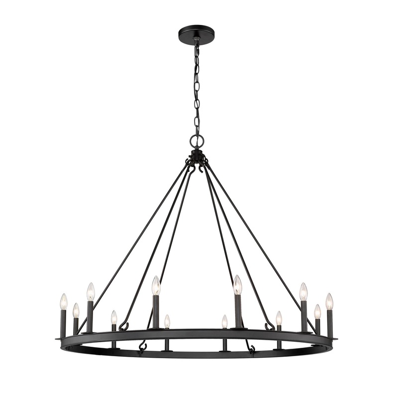 Z-Lite 482R-12MB Barclay 12 Light Chandelier, Matte Black