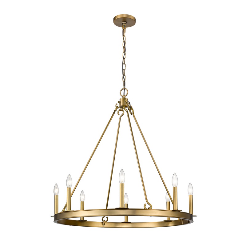 Z-Lite 482R-8OBR Barclay Eight Light Chandelier, Olde Brass