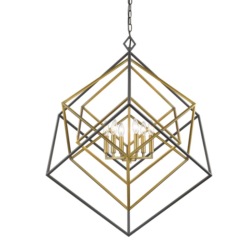 Z-Lite 457-6OBR-BRZ Euclid Six Light Chandelier, Olde Brass / Bronze