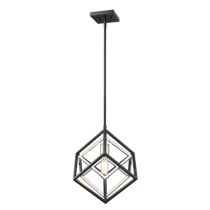 Z-Lite 457MP-CH-MB Euclid One Light Mini Pendant, Chrome / Matte Black