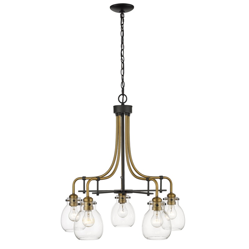 Z-Lite 466-5MB-OBR Kraken Five Light Chandelier, Matte Black / Olde Brass