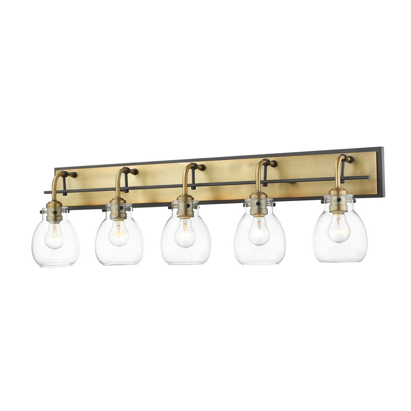 Z-Lite 466-5V-MB-OBR Kraken Five Light Vanity, Matte Black / Olde Brass