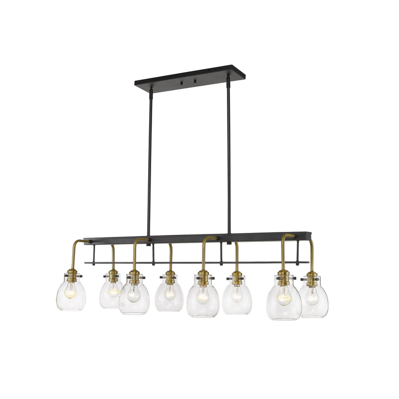Z-Lite 466-8L-MB-OBR Kraken Eight Light Island Pendant, Matte Black / Olde Brass