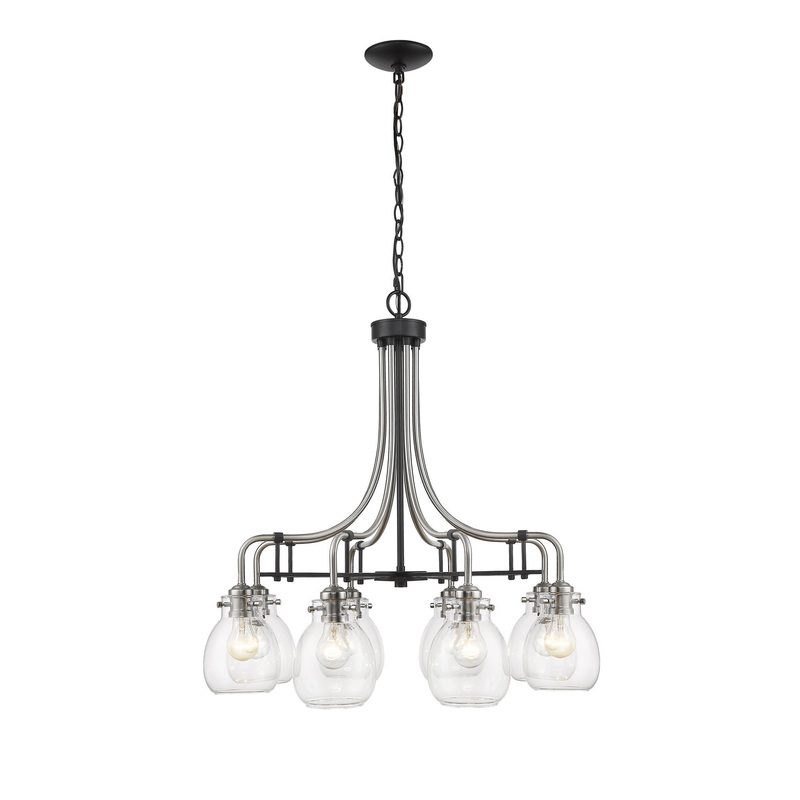 Z-Lite 466-8MB-BN Kraken Eight Light Chandelier, Matte Black / Brushed Nickel
