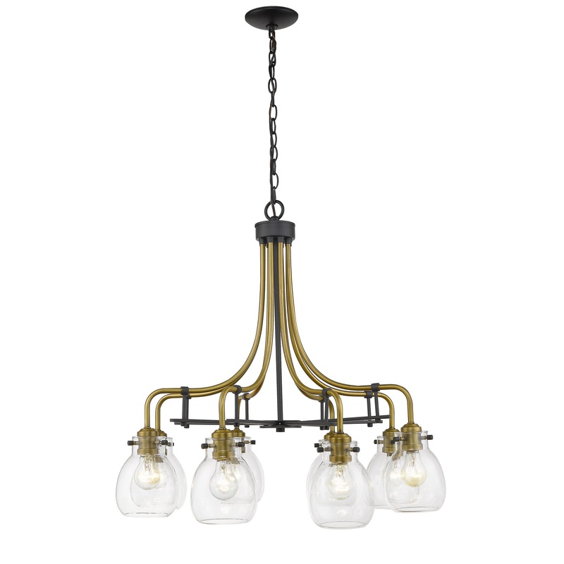 Z-Lite 466-8MB-OBR Kraken Eight Light Chandelier, Matte Black / Olde Brass