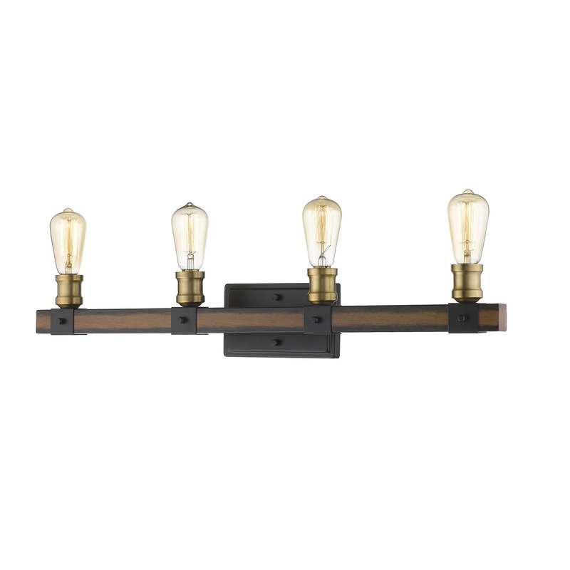Z-Lite 472-4V-RM Kirkland Four Light Vanity, Rustic Mahogany