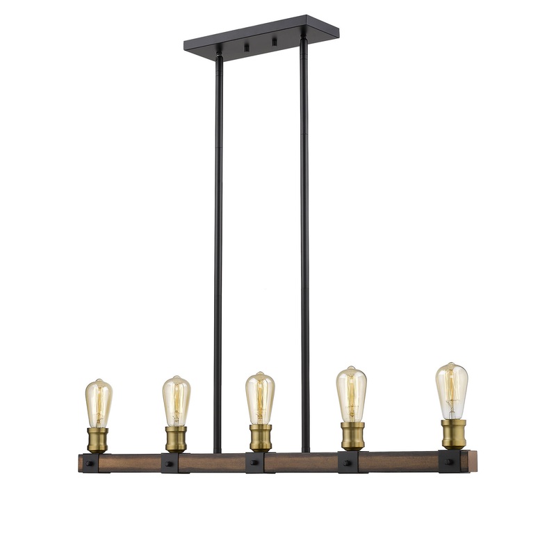 Z-Lite 472-5L-RM Kirkland Five Light Island Pendant, Rustic Mahogany