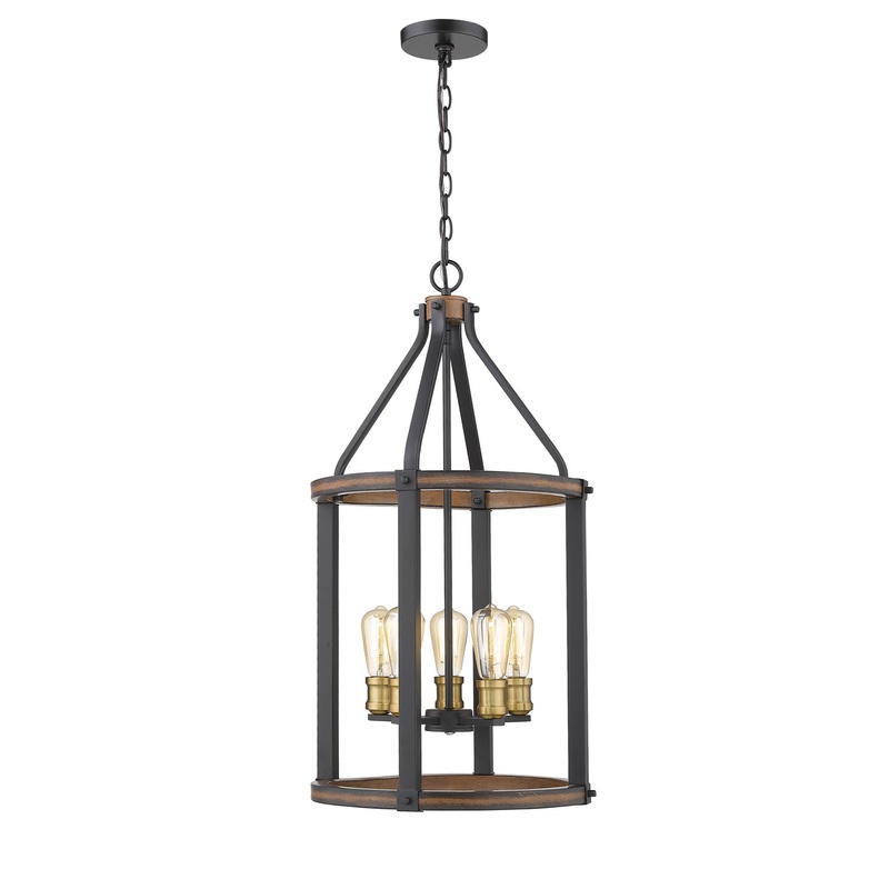 Z-Lite 472-5P-RM Kirkland Five Light Pendant, Rustic Mahogany