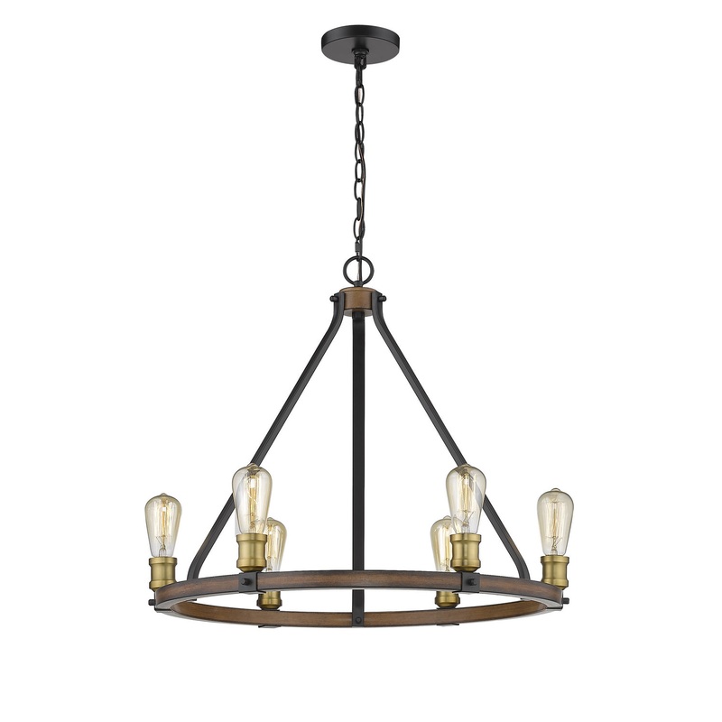 Z-Lite 472-6RM Kirkland Six Light Chandelier, Rustic Mahogany