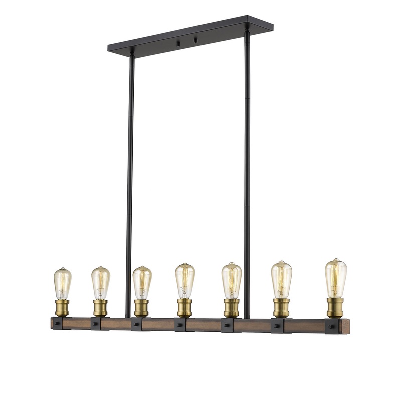 Z-Lite 472-7L-RM Kirkland Seven Light Island Pendant, Rustic Mahogany