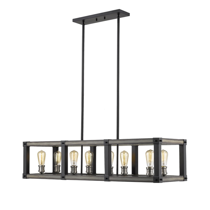 Z-Lite 472-8L-ABB Kirkland Eight Light Island Pendant, Ashen Barnboard