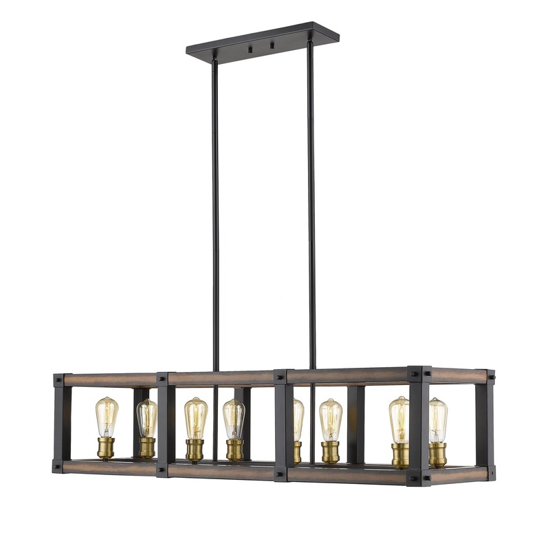 Z-Lite 472-8L-RM Kirkland Eight Light Island Pendant, Rustic Mahogany