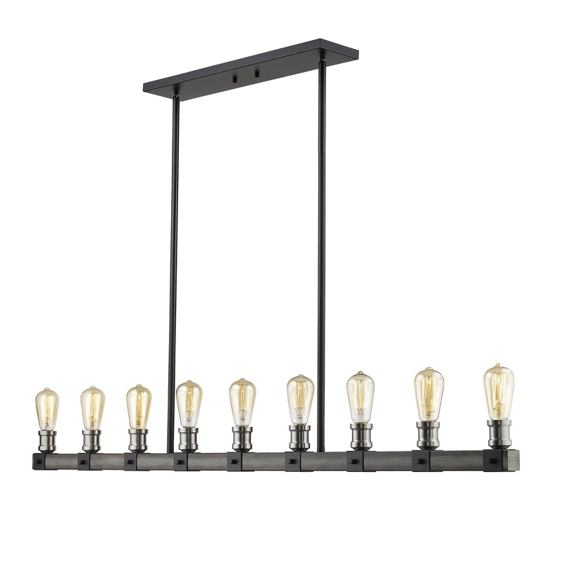 Z-Lite 472-9L-ABB Kirkland Nine Light Island Pendant, Ashen Barnboard