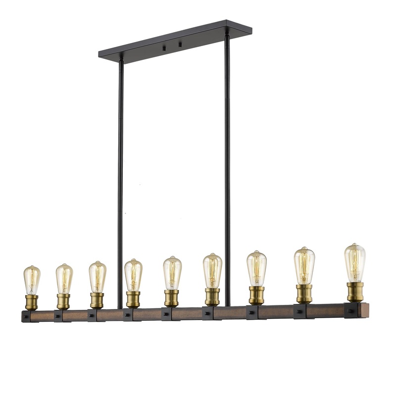 Z-Lite 472-9L-RM Kirkland Nine Light Island Pendant, Rustic Mahogany