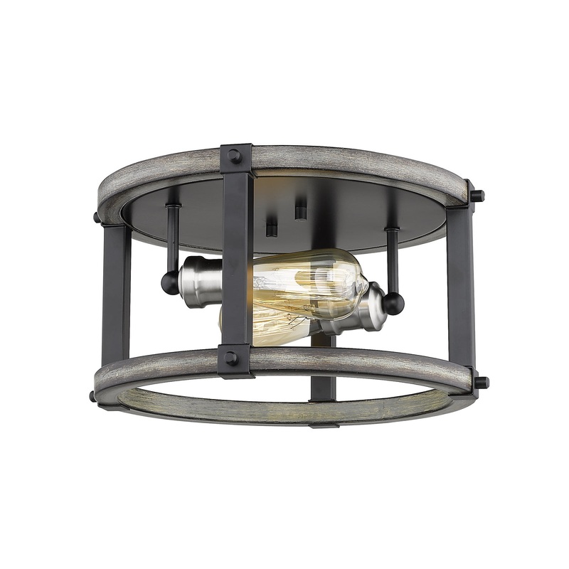 Z-Lite 472F2R-ABB Kirkland Two Light Flush Mount, Ashen Barnboard