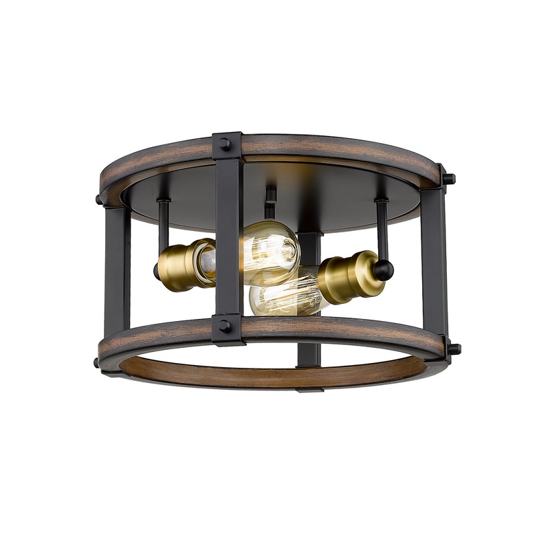Z-Lite 472F2R-RM Kirkland Two Light Flush Mount, Rustic Mahogany
