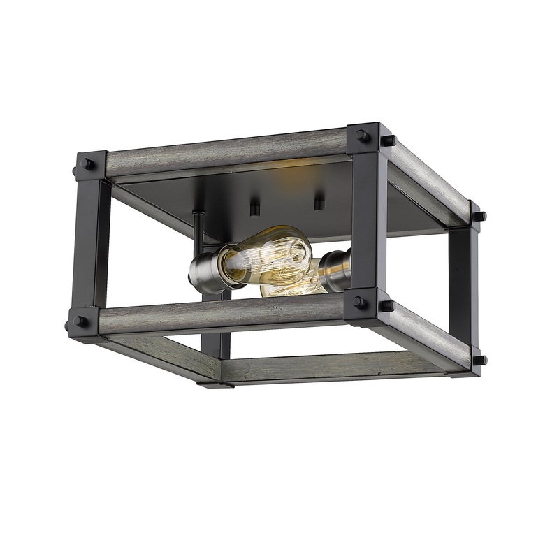 Z-Lite 472F2S-ABB Kirkland Two Light Flush Mount, Ashen Barnboard