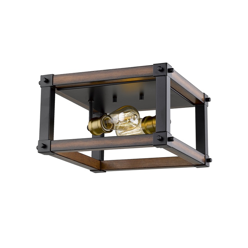 Z-Lite 472F2S-RM Kirkland Two Light Flush Mount, Rustic Mahogany