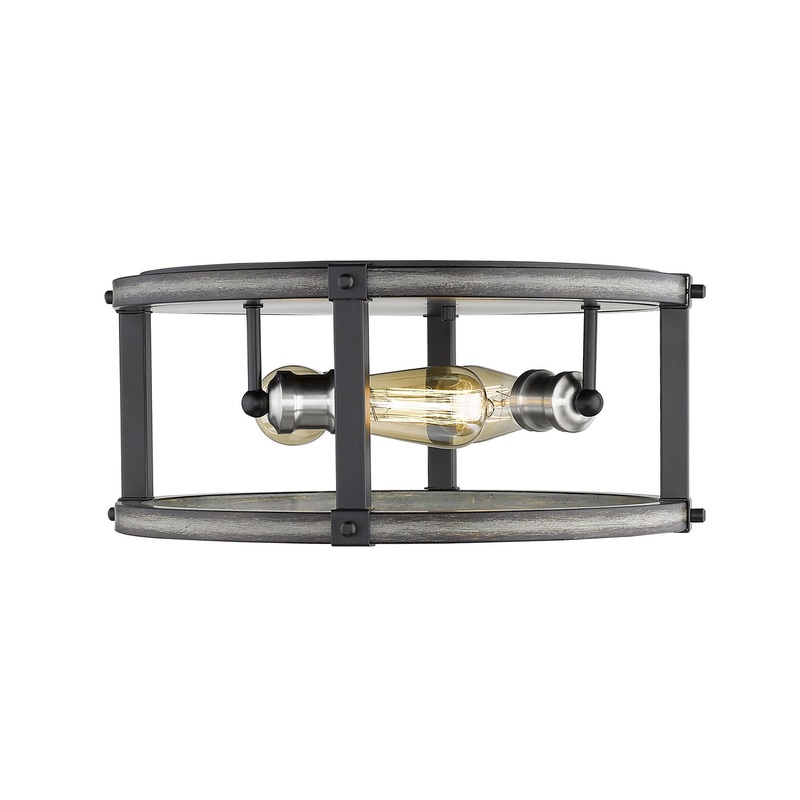 Z-Lite 472F3R-ABB Kirkland Three Light Flush Mount, Ashen Barnboard