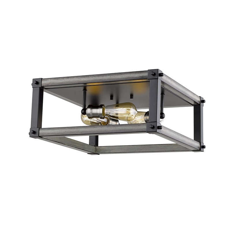 Z-Lite 472F3S-ABB Kirkland Three Light Flush Mount, Ashen Barnboard