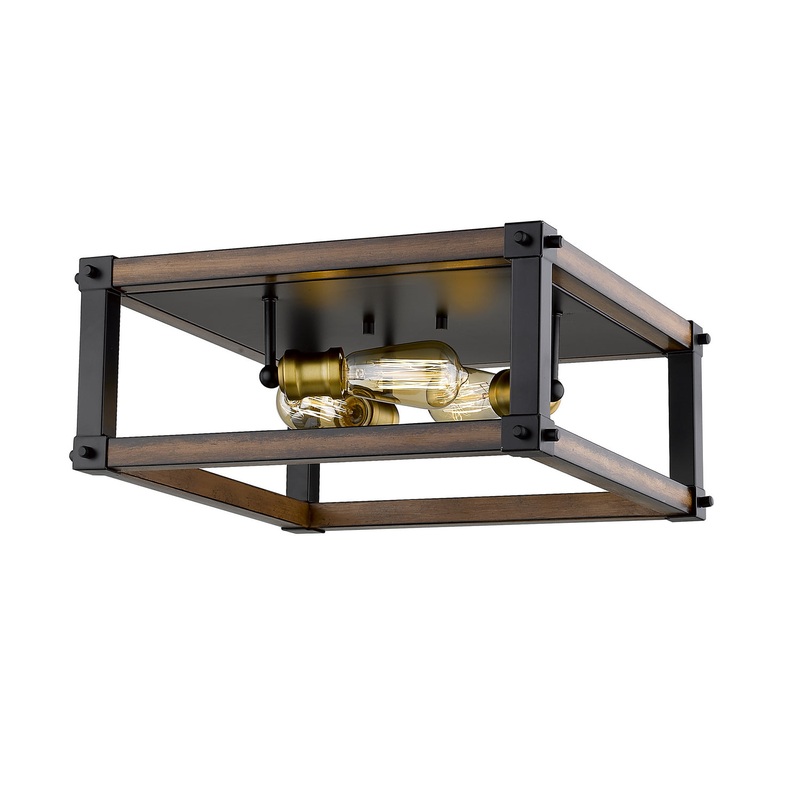 Z-Lite 472F3S-RM Kirkland Three Light Flush Mount, Rustic Mahogany
