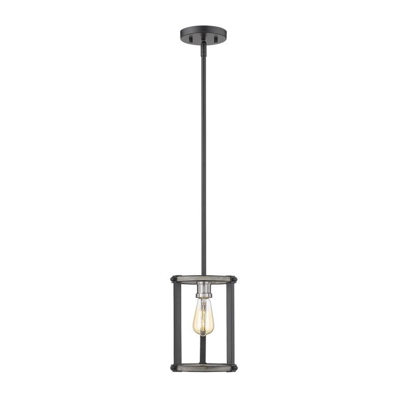 Z-Lite 472MPR-ABB Kirkland One Light Mini Pendant, Ashen Barnboard