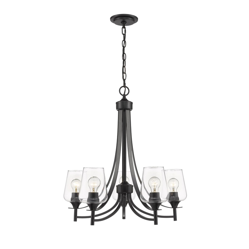 Z-Lite 473-5MB Joliet Five Light Chandelier, Matte Black