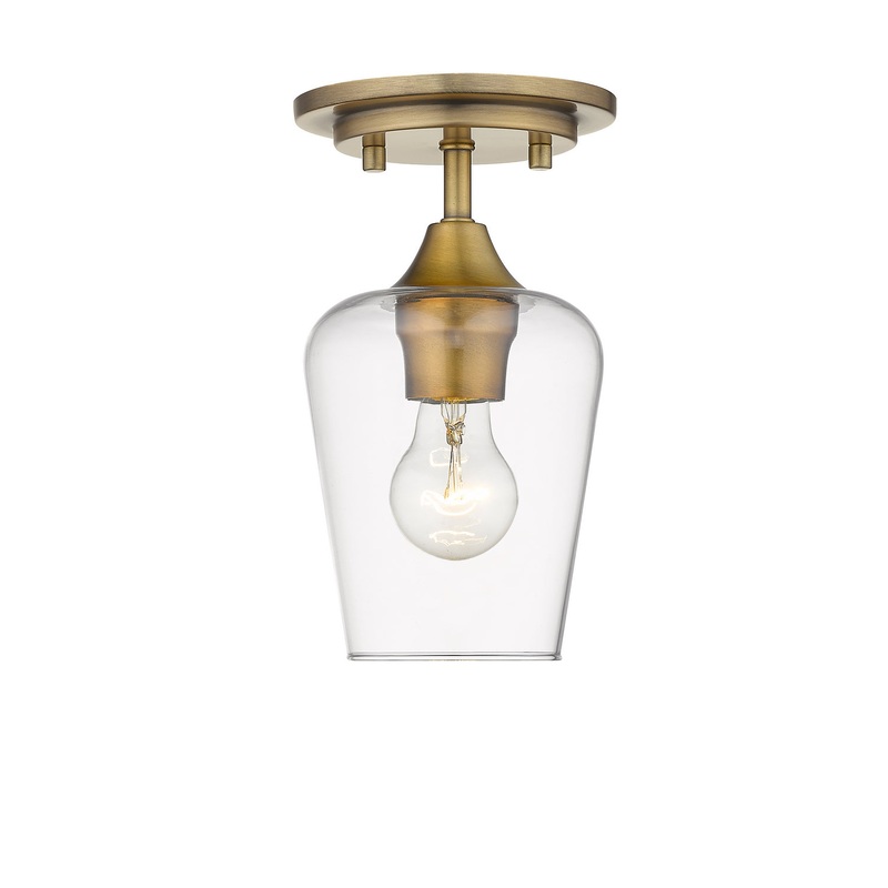 Z-Lite 473F1-OBR Joliet One Light Flush Mount, Olde Brass