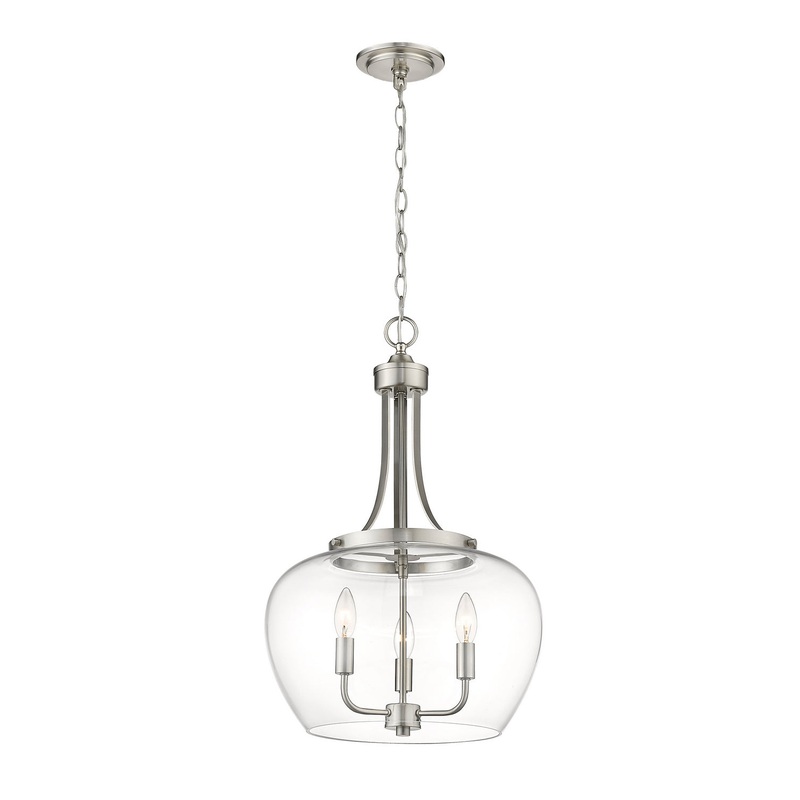 Z-Lite 473P16-BN Joliet Three Light Pendant, Brushed Nickel