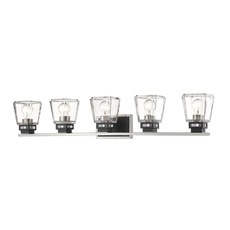 Z-Lite 474-5V-BN-MB Jackson Five Light Vanity, Brushed Nickel / Matte Black