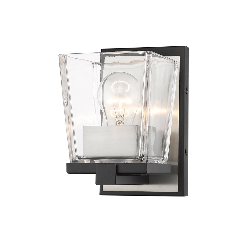 Z-Lite 475-1S-MB-BN Bleeker Street One Light Wall Sconce, Matte Black / Brushed Nickel