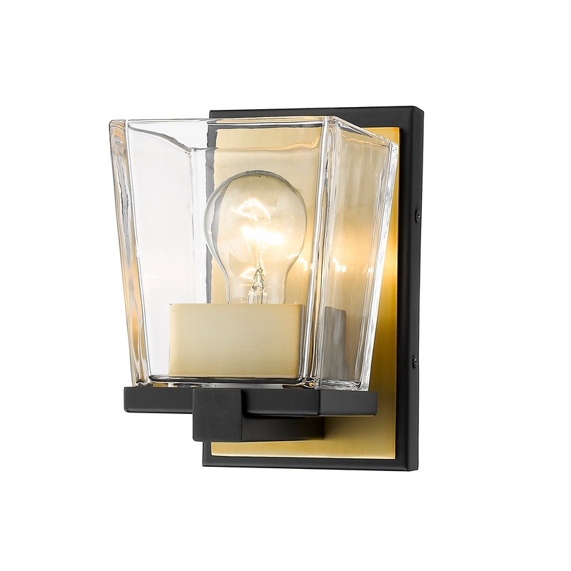 Z-Lite 475-1S-MB-OBR Bleeker Street One Light Wall Sconce, Matte Black / Olde Brass