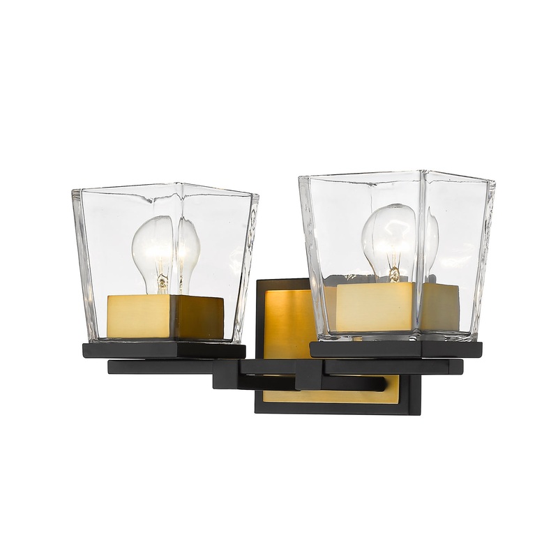 Z-Lite 475-2V-MB-OBR Bleeker Street Two Light Vanity, Matte Black / Olde Brass