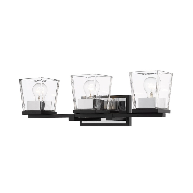 Z-Lite 475-3V-MB-CH Bleeker Street Three Light Vanity, Matte Black / Chrome
