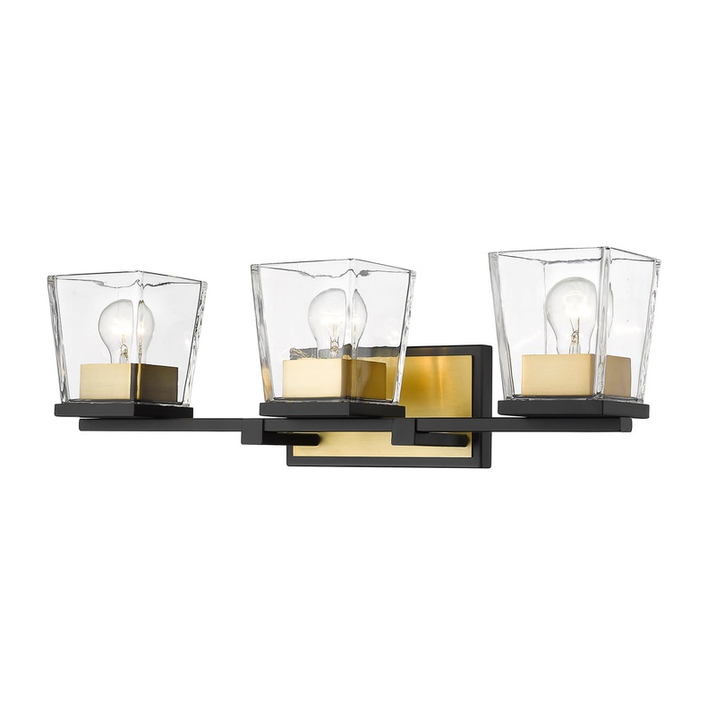 Z-Lite 475-3V-MB-OBR Bleeker Street Three Light Vanity, Matte Black / Olde Brass