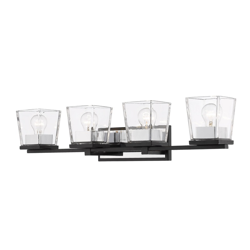 Z-Lite 475-4V-MB-CH Bleeker Street Four Light Vanity, Matte Black / Chrome