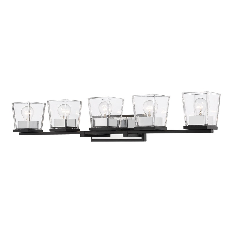 Z-Lite 475-5V-MB-CH Bleeker Street Five Light Vanity, Matte Black / Chrome