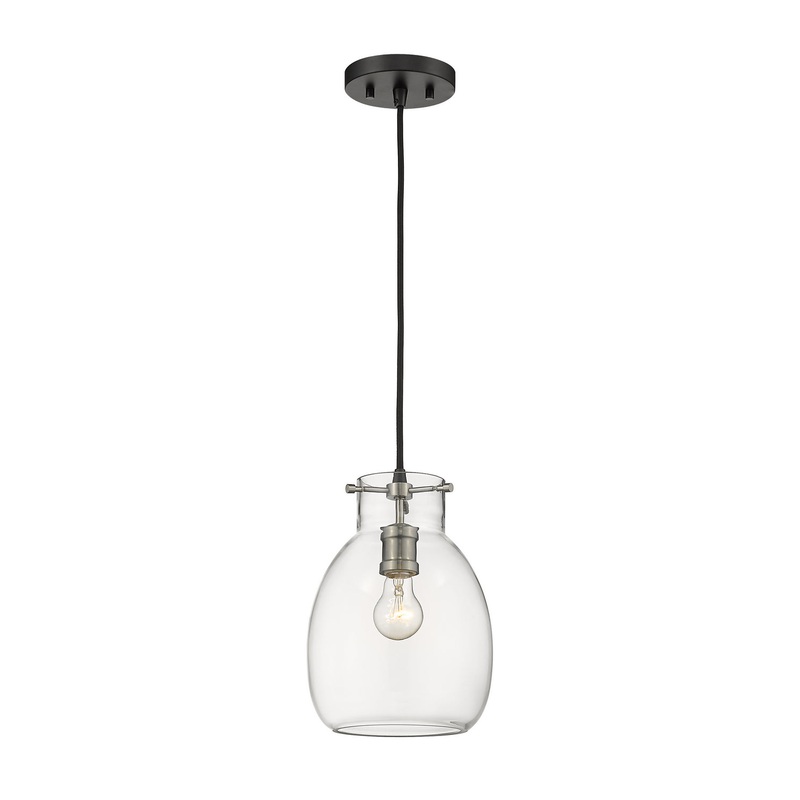 Z-Lite 476MP-MB-BN Bella One Light Mini Pendant, Matte Black / Brushed Nickel