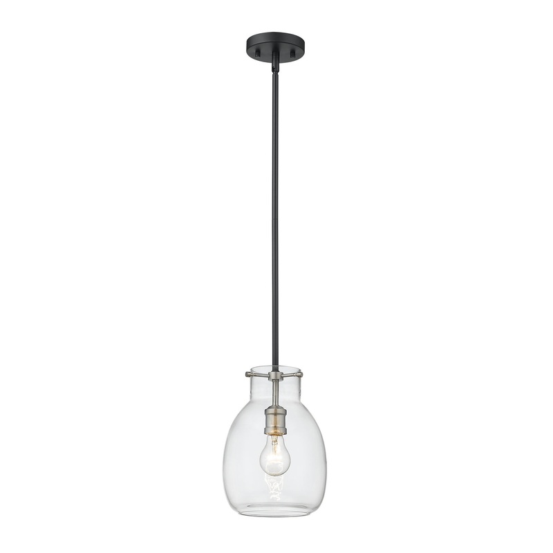 Z-Lite 476MP-ROD-MB-BN Bella One Light Mini Pendant, Matte Black / Brushed Nickel