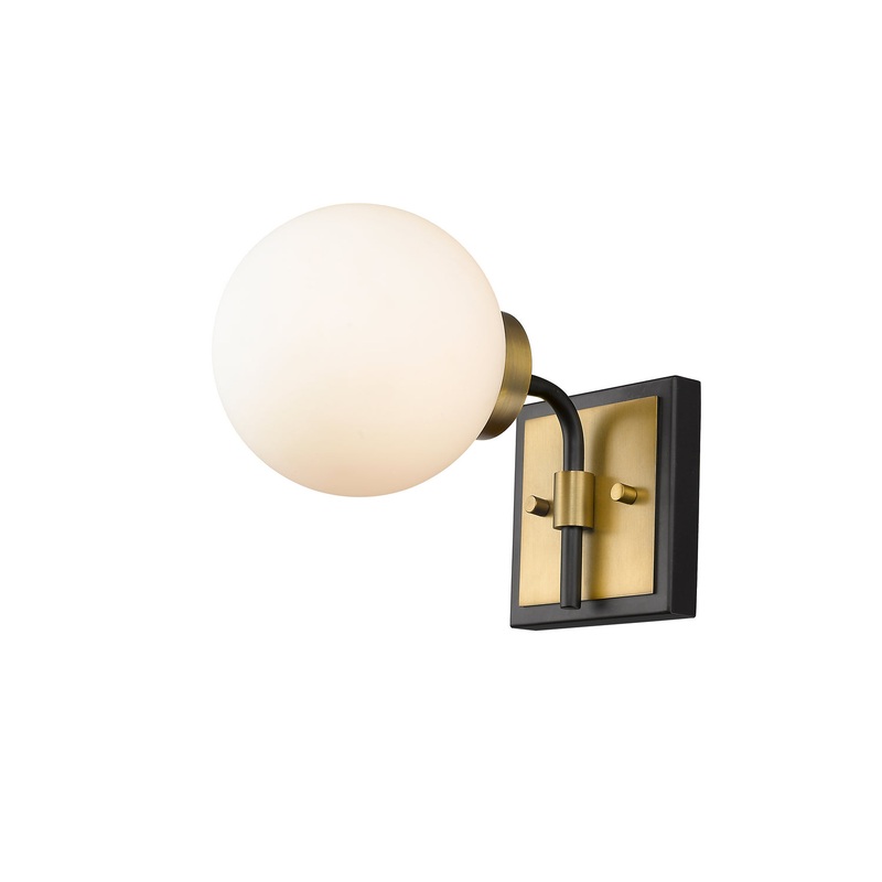 Z-Lite 477-1S-MB-OBR Parsons One Light Wall Sconce, Matte Black / Olde Brass