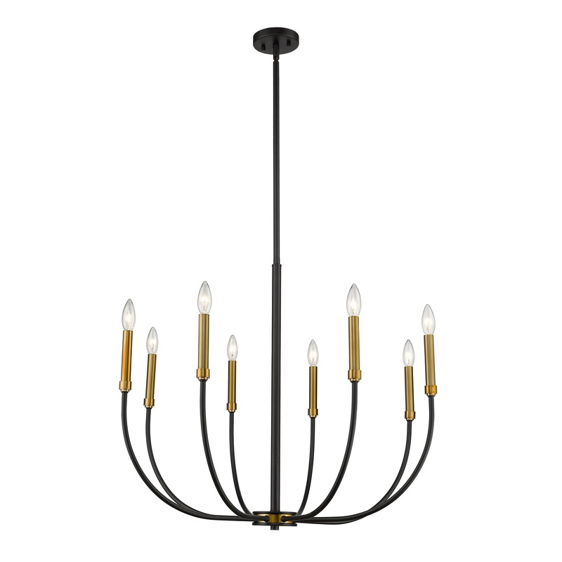 Z-Lite 479-8MB-OBR Haylie Eight Light Chandelier, Matte Black / Olde Brass