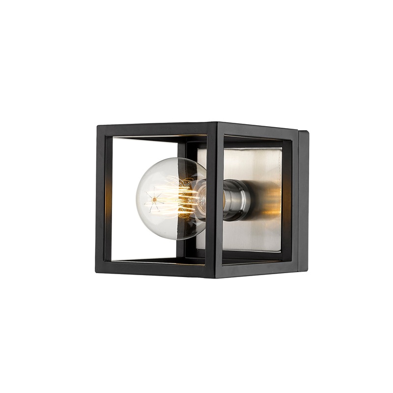 Z-Lite 480-1S-MB-BN Kube One Light Wall Sconce, Matte Black / Brushed Nickel