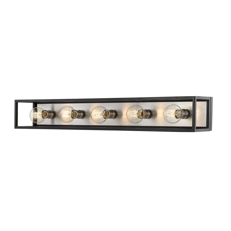 Z-Lite 480-5V-MB-BN Kube Five Light Vanity, Matte Black / Brushed Nickel