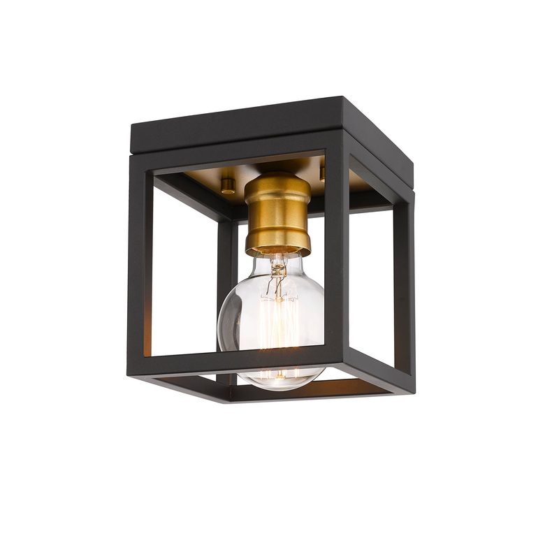 Z-Lite 480F1-BRZ-OBR Kube One Light Flush Mount, Bronze / Olde Brass