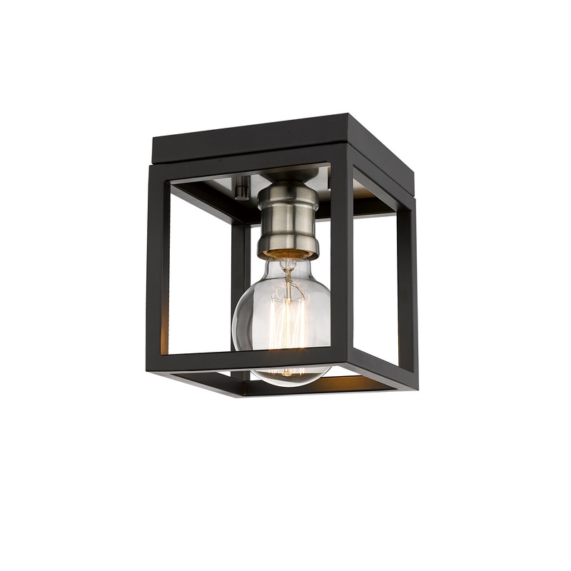 Z-Lite 480F1-MB-BN Kube One Light Flush Mount, Matte Black / Brushed Nickel