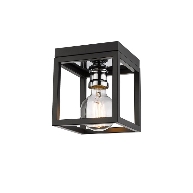 Z-Lite 480F1-MB-CH Kube One Light Flush Mount, Matte Black / Chrome